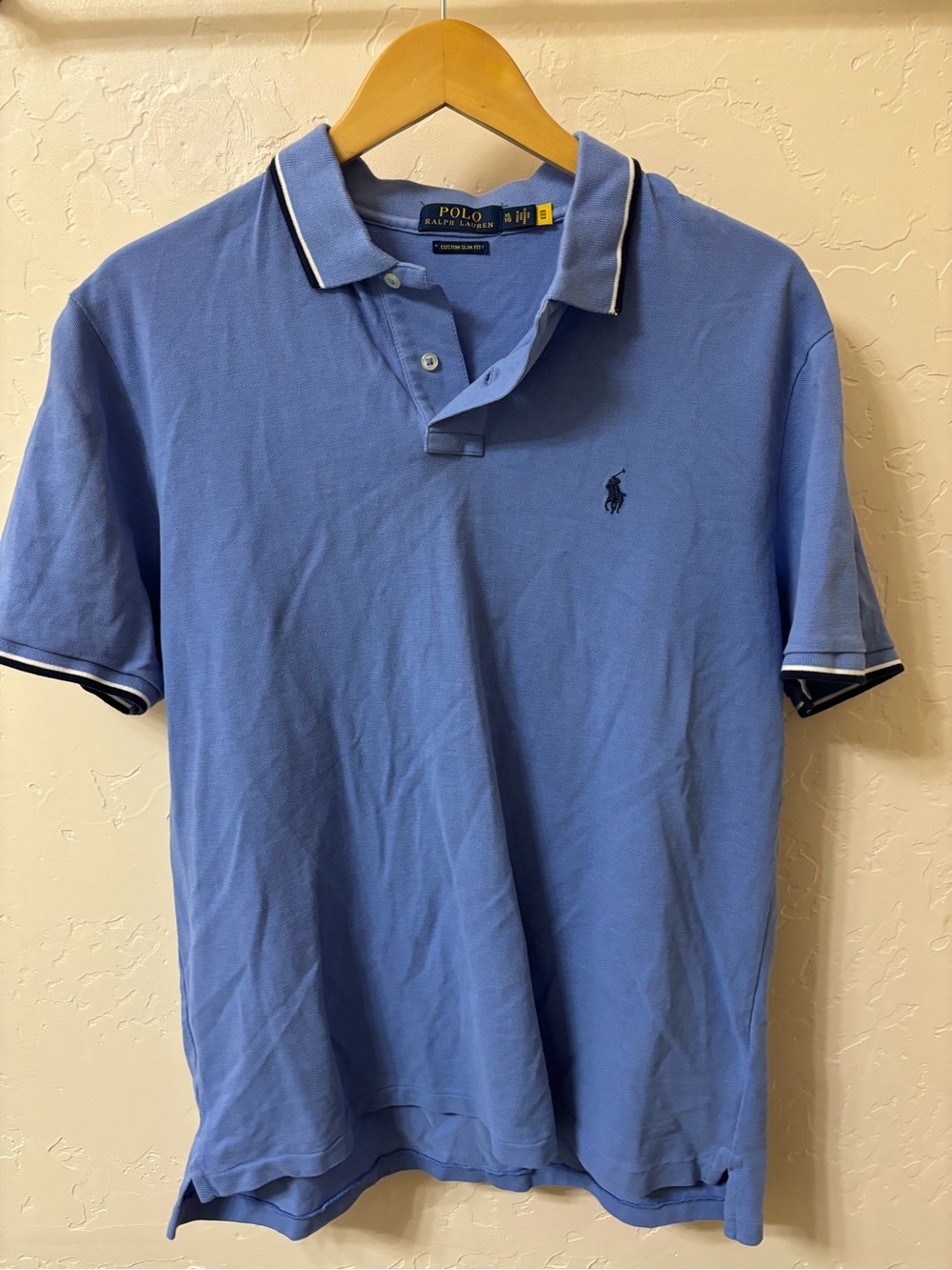 Polo by Ralph Lauren Blue Short Sleeve Polo with Navy Contrast Tipping